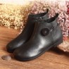 SOCOFY Genuine Leather Button Stitching Ankle Zipper Vintage Boots
