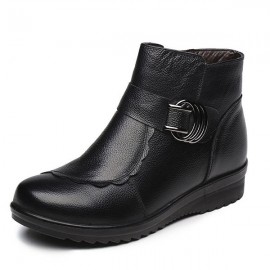 Black Warm Fur Lining Casual Winter Boots