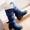 Large Size Women Buckle Fur Lined Long Boots