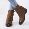 Splicing Round Toe Metal Rivet Flat Boots For Women