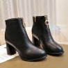Round Toe Side Zipper High-heeled Thick Short Ankle Boots