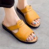 Handmade Stitching Leather Peep Toe Casual Sandals