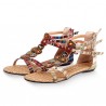 Bohemia Bead Crystal Hollow Out National Wind Retro Peep Toe Buckle Ankle Zipper Sandals