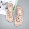 Flower Bohemia Clip Toe Elastic Flat Sandals For Women