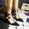 Black Plaid Lace Up Pointed Toe Sexy European Style High Heels