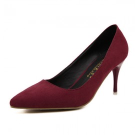Suede Pure Color Candy Color European Style Slip On High Heel Stiletto Pumps