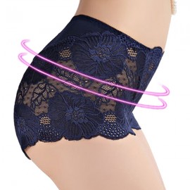 Lace-trim Flounces Hip-lifting Seamless Elastic Mid Waisted Panties