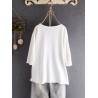 Casual Patch Distressed Half Sleeve Overhead T-Shirt