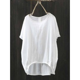 Irregular Short Sleeve Solid Color Loose T-shirt