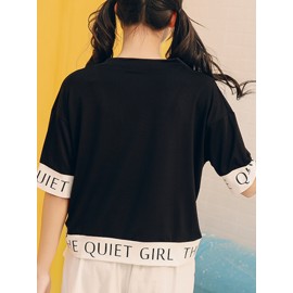 Comic Letters Printed Patchwork Short Sleeve T-shirt