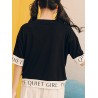 Comic Letters Printed Patchwork Short Sleeve T-shirt