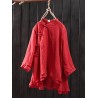 Solid Color Layered Frog Button Vintage Blouse