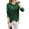 Solid Color O-neck Long Sleeve Casual Blouse
