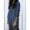 Casual Solid Color Button Long Sleeve Denim Blouse