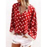 Lace Patchwork Polka Dot Long Sleeve Blouse For Women