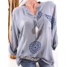 Loose Print Long Sleeve Casual Blouse For Women