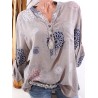 Loose Print Long Sleeve Casual Blouse For Women