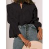 Chic Hollow Out Solid Color 3/4 Sleeve Blouse