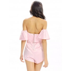 Women Sexy Off Shoulder Layered Short Sleeve Jumpsuit