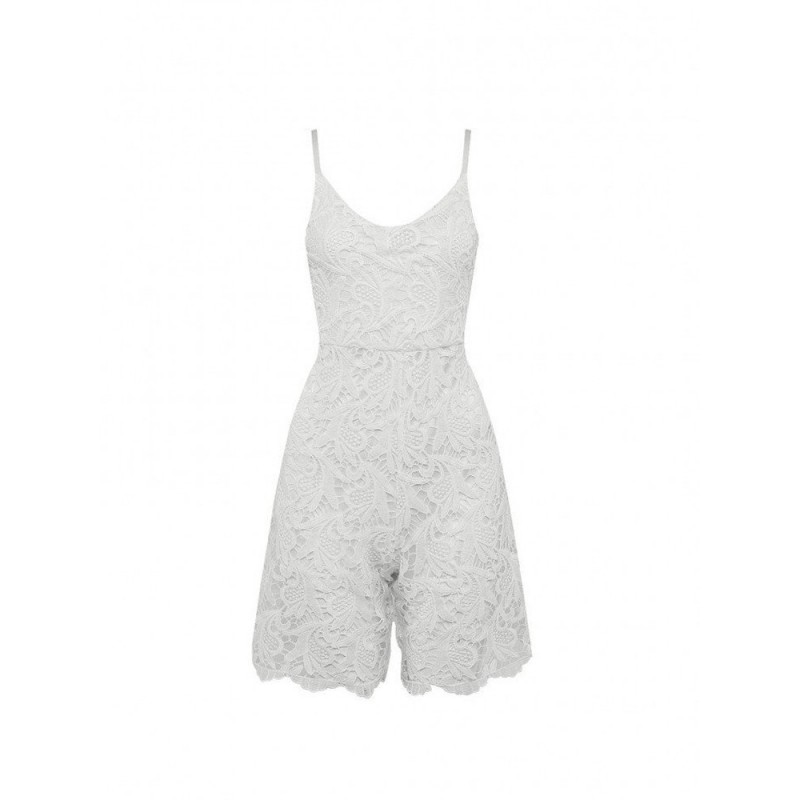 Women White Sling Lace Cami Rompers