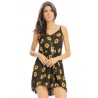 Women Casual Loose Sunflower Print Spaghetti Strap Backless O-neck Jumpsuit