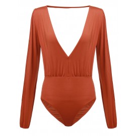 Sexy Off Shoulder Backless Deep V-Neck Pleated Stretch Women Jumpsuit