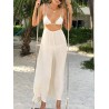 Straps Solid Color Wide Legs Holiday Jumpsuit
