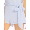 Women Casual Bow Knot Bandage O-neck Sleeveless Solid Color Short Jumpsuit