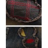 Plaid Embroidered Patchwork Drawstring Jeans For Women