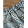 Harem Embroidery Elastic Waist Pockets Casual Jeans