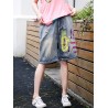Embroidery Patch Casual Short Jeans For Women