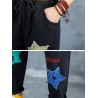 Letter Embroidered Stars Patch Jeans For Women
