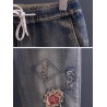 Casual Patch Embroidered Harem Denim
