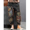 Patchwork Floral Embroidered Jeans For Women