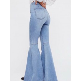 Vintage High Waist Stretchy Flared Denim Trousers