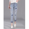 Butterfly Embroidered Hole Harem Jeans