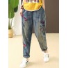 Cartoon Embroidery Loose Harlan Jeans For Women
