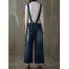 Vintage Double Pockets Patchwork Hole Old Jeans For Women