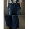 Vintage Double Pockets Patchwork Hole Old Jeans For Women