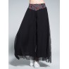 Ethnic Embroidery Patchwork Layered Wide Leg Women Pants