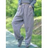 Casual Loose Solid Grey Big Pockets Women Wide Leg Pants