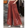Vintage Ethnic Style Solid Color Embroidered Wide-leg Pants