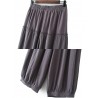 Women Casual Pleated Solid Color Elastic Waist Wide leg Pants