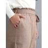 Solid Color Elastic Tie Waist Loose Casual Pants