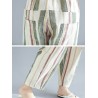 Striped Elastic Waist with Pockets Harem Pants