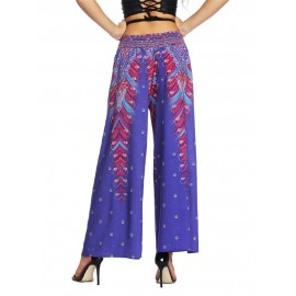 Boho Print Wide Leg Yoga Purple Pants