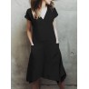 Solid Color Pockets Irregular Short Sleeve Casual Dress