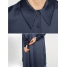 Long Sleeve Dark Blue Asymmetrical Casual Shirt Dresses