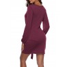 Solid Color Long Sleeve Drawstring Casual Dresses