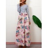 Floral Printed Striped Patchwork Maxi Casual Dresses